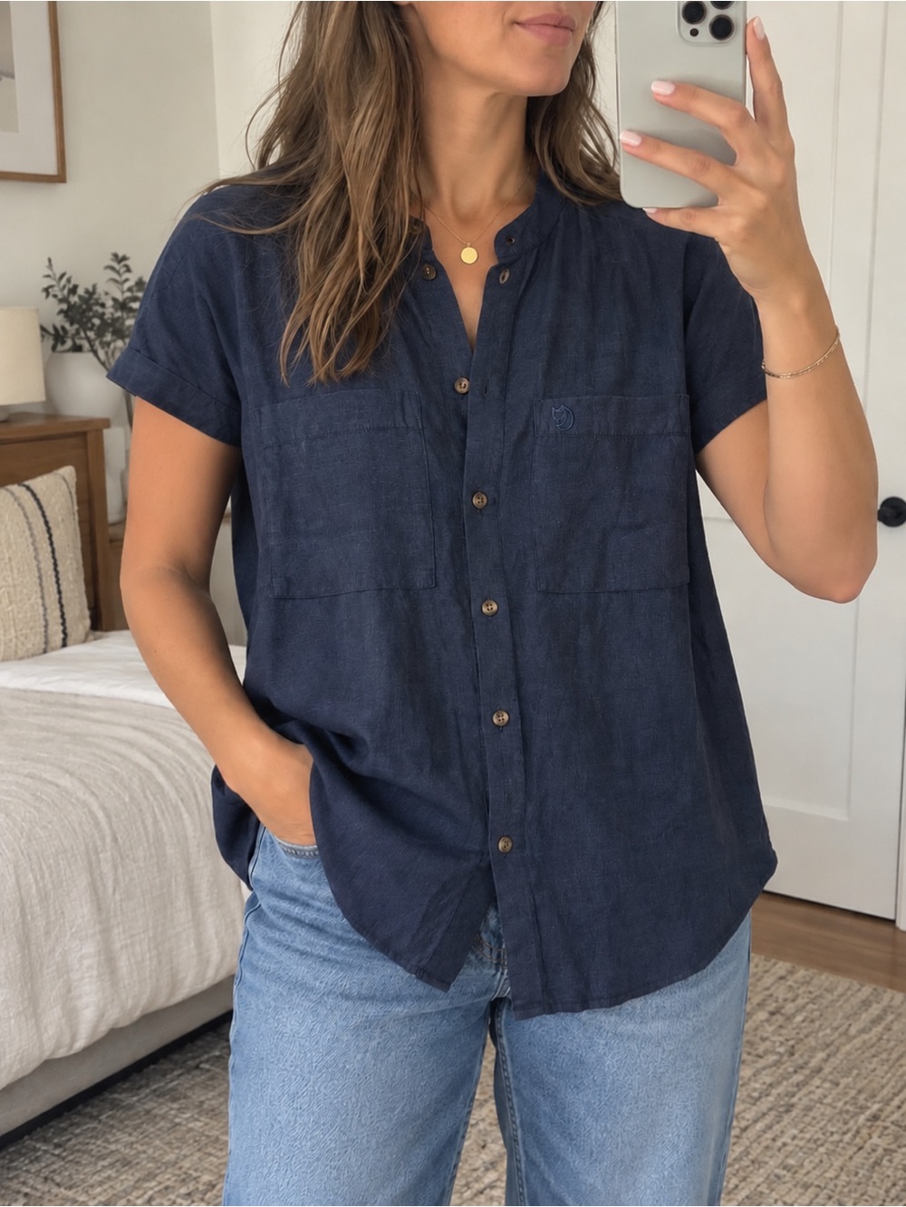 Fjällräven Övik Hemp Shirt Navy Blue Women’s M | Relaxed Fit Outdoor